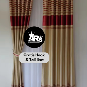 GORDEN JENDELA PINTU SMOKRING 12 ring ring Minimalis- Emboss garis garis Promo Murah-Gordeng jendela Panjang dan Gorden Pintu Kamar