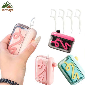 Termaya Dopamine Dental Floss Storage Box Portable Automatic Pop-up Dental Floss Box Organizer Benang Gigi