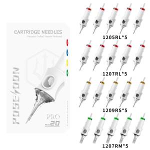 POSEIDON Tattoo Needles Cartridge 20Pcs Mix Size for Tattoo Machine RL/RM/RS/M1 Disposable Tattoo Cartridge Needles for Artist