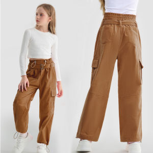 Rolanko Girls Wide Leg Corduroy Pants High Waist Trousers Vintage Kids Pants Streetwear Casual 5-12 Years