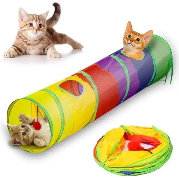 Pet Cylinder Rainbow Tunnel Pet Tunnel Toys Foldable Tunnel Train ...