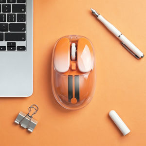 FANTASY E LIFE MOFii M60 Premium Rechargeable Mouse with Triple-Mode USB Wireless Wired Bluetooth Switching Gradient Transparent Design Stylish Portable Bluetooth Charging Mouse Rounded Body Comfortable Grip 180mAh Capacity Battery For Android Tablet IOS