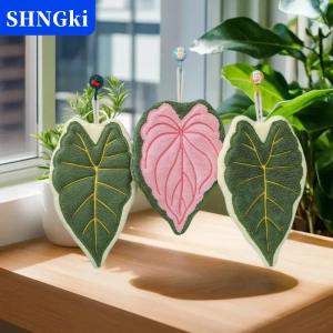 [COD] 🔥🔥🔥SHNGki Lá lau tay Khăn san hô Fluff khăn nhà bếp làm sạch hộ gia đình mềm thấm Sáng Tạo Treo phòng tắm khăn tay