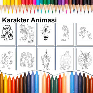 Buku Anak Mewarnai Animasi Mainan Kreatif Gambar Kartun