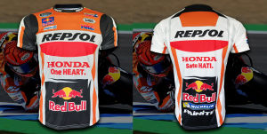 เสื้อยืดคอกลม T-shirt MotoGP Repsol Honda เสื้อยืดโมโตจีพี เรพโซล ฮอนด้า # MG0004 รุ่น Marc Marquez # 93 ไซส์ S-5XL