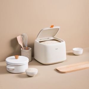 Vision Kitchen Rice Storage Box With Lid Rice Grains Diepencer Anti-moisture Rice Bucket Grains Container Flour Storage Box PP Food Grade Material 10 Liters