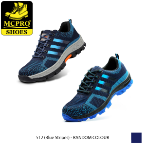 MCPRO SAFETY SHOES Low Cut Steel Toe Cap Protection work shoes - 512 Blue/Black Stripes/ 775 Beige/ 9213 Black Red /818 (Black)