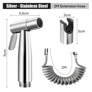 KEVE Stainless Steel 304 Toilet Bidet Sprayer Set Heavy Duty Bidet Set With Hose Holder For Toilet