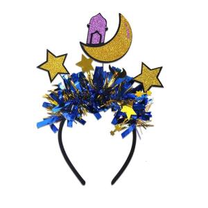 Comfortable Eid Celebration Headband Features Crescents and Star Designs Portable Accessory for Any Ages Casual Wear