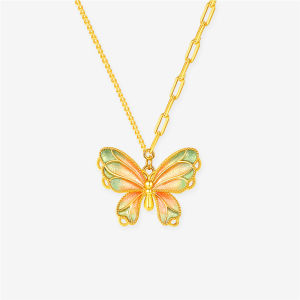CTS S925 Silver Enamel Pearl Colorful Butterfly Necklace CHOW TAI SENG 周大生 S1PC1490 S1PC1490 S1PC1490