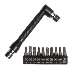 Kirilgu Screwdriver Bit Tool for Home Garage L-shaped 1/4 Socket Wrench 90 Degree Double Head Handle Wrench Screwdriver Bit 2Z5B1