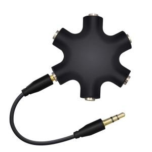 PLLEWY 1Pcs 1 Male to 5 Female 3.5mm Audio Headphone Splitter 20cm Cable 3.5mm Jack Earphone Jack Sharing Connector Durable 5 Way Port Aux Stereo Sound Splitter Cable Music Audio Sharing