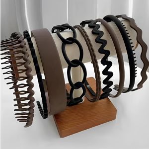 9Pcs Plastic Hairbands for Womens Hair  New Style Headbands Hair Accessories for Women Girls Non-Slip Head Band Simple Headband