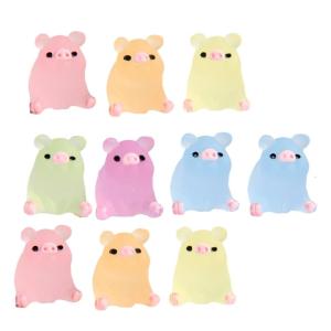 10PCS Night Glowing Pig Figurines Cartoon Animal Models For Office Desk Or Bookshelves Decoration Desk Ornaments