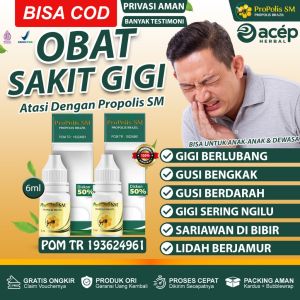 Obat Sakit Gigi Berlubang Gusi Bengkak Gusi Berdarah Bau Mulut Lidah Putih Putih Sariawan Dengan ProPolis Brazilian - Propolis SM Asli