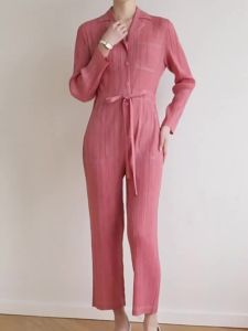 High-End Pleated Korean Casual Fashion Lace-up Waist Cowboy Siamese Pants #3265