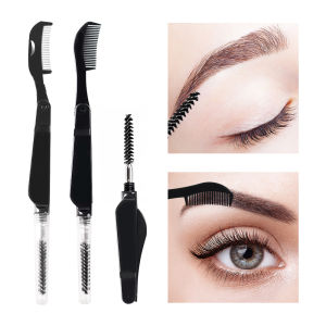 Mini Folding Steel Comb False Eyelash Brush Eyelash Comb Straight Handle Small Eyebrow Comb Eyebrow Brush Beauty Makeup Cosmetic Tool