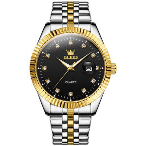 OLEVS 5526 Men Fashion Quartz Watch Gift Stainless Steel Watchband Round-dial Wristwatch Calendar Luminous