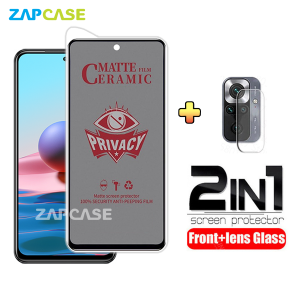 PAKET 2in1 Anti Gores Layar Privacy Xiaomi Redmi Note 1010s Free Tempered Glass Camera Lens