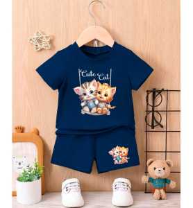 Stelan Kaos Anak Kekinian CUTE CAT Usia 1-8 Thn