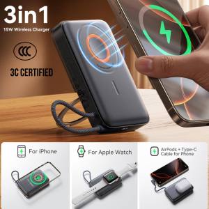 Joyroom PBM02 3-in-1 Magnetic Powerbank 10000mAh | 22.5W Wireless + Wired Fast Charging | Built-in Cable | 3C Certified