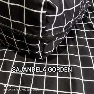 SARUNG KASUR BUSA RESLETING SIZE 70X200X30CM URUNG KASUR BUSA HOMEMADE MOTIF KOTAK HITAM AESTHETIK