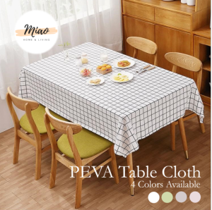 Modern Square Anti Oil PEVA Waterproof Table Clothes Dust Dining Table Proof Alas Meja Kain Cover