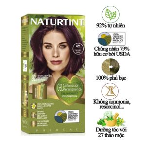 [Màu gỗ gụ 4M] Gel nhuộm phủ bạc dưỡng tóc với 27 thảo mộc Naturtint chính hãng Tây Ban Nha-bổ sung các chiết xuất thực vật được chứng nhận organic như hoa hướng dương lô hội và keratin thực vật giúp dưỡng tóc mềm mượt khỏe mạnh.