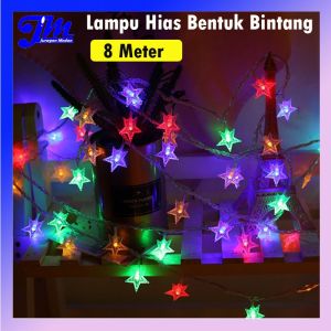 Lampu Hias Natal Tumblr Model Bintang Warna Warni Hias LED Natal Tahan Air 42 LED Lampu Natal Tahan Air