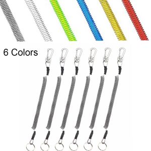 BG9T Portable Climbing Accessories Plastic Retractable Tether Outdoor Hiking Camping Spring Elastic Rope Security Gear Tool Anti-lost Phone Keychain Portable Fishing Lanyards