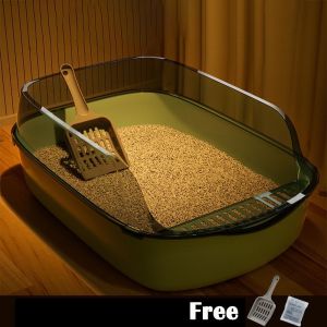 Cat Litter Box Basin Toilet Extra Large with Free Scoop Semi Enclosed Tandas Kucing Thickened High Fence Semi Box