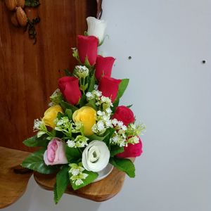 Bình hoa hồng vải trang trí bàn thờ cao 26-30cm - quà tặng công giáo