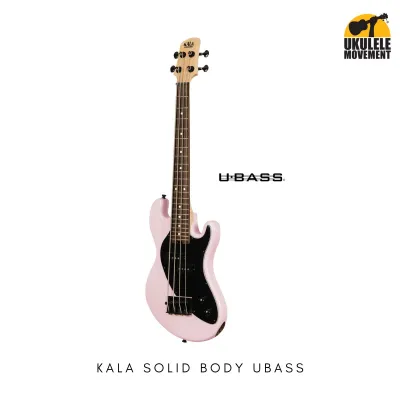 Kala Solid Body 4-String Pale Pink Fretted Ukulele BASS (UBASS-SB-LP-FS)