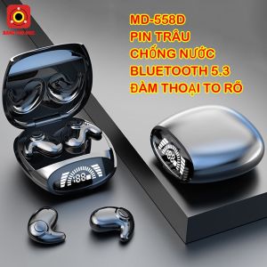 Tai nghe Bluetooth MD-558D mẫu mới mỏng nhẹ nằm ngủ thoải mái pin trâu chống nước micro tích hợp đàm thoại to rõ