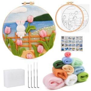 Natural Fiber Flower Felting Craft Set For Novices Featuring Safe Tool And Organized Storage Solution