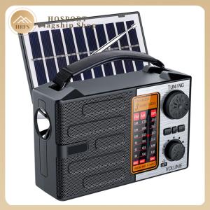 【HRFS】 Solar Radio with LED Flashlight BT Speaker Portable AM FM SW Radio Full Band Radio Emergency Radio for Outdoor Camping and Emergency