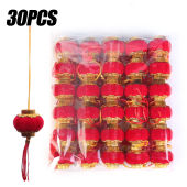 YESPERY 30pcs/lot 3cm Small Flocking Red Lanterns DIY Craft Cute Chinese Spring Festival Hanging Lanterns New Year Decor