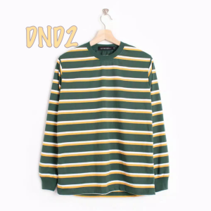 pakaian Kaos baju Stripe salur tangan panjang Three Line Long Series Cotton