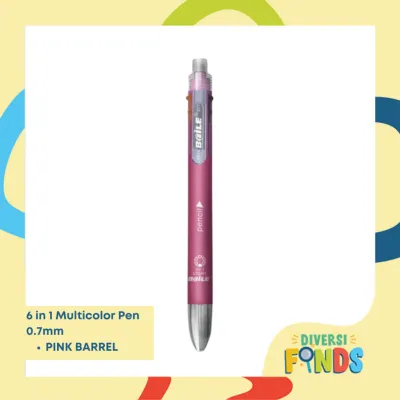6 in 1 Multicolor Pen with Mechanical Pencil- Refillable