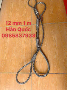 Dây cáp thép 1 sợi 12 mm 1 m Hàn Quốc 2 đầu mắt dùng móc buộc cẩu kéo an toàn hiệu quả tại Máy NTT