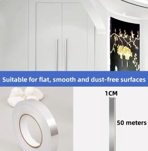 Self-adhesive 1 roll 50 meters length x 1 cm width tile floor tile beautiful seam sticker line waterproof and wear-resistant living room background wall ceiling decoration gap wall strip