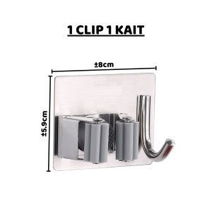 Gantungan Gagang Sapu Stainless Anti Karat / Hook Magic Mop Holder / Cantelan Pel Lantai - HOMIA