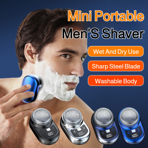 Mens Mini Electric Shaver for All Year Round Rechargeable Car Shaver Dry and Wet Shaving Visual Battery Indicator Long-lasting Power