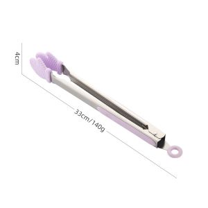 Cute Cartoon Food Tongs Silicone Non-slip Meal Tongs Stainless Steel Barbecue Clip Bread Baking Clip Kitchen Gadgets