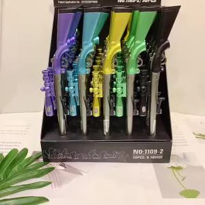 LED Light Emitting Neutral Sniper Pen Creative Black Pen Weapon Shape Student Stationery Office Supplies Desktop Decoration
