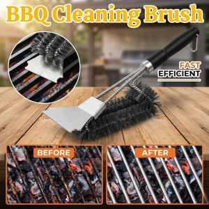 BBQ Grill Barbecue Cleaning Brush Stainless Steel Scraper Manual Cooking Tools Barbeque Grill Accessories Outdoor Kitchen Gadets