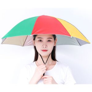 GOLFDIN Windproof Folding Camping Head Wearing Beach Head Hats Umbrella Hat Sunshade Rain Gear