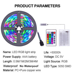 Angelila LED Cầm Tay Dải Ánh Sáng 3AA Pin 5050SMD Dải Đèn Neon RGB Hoạt Động Bằng Pin Linh Hoạt Với 24 Phím Điều Khiển Từ Xa