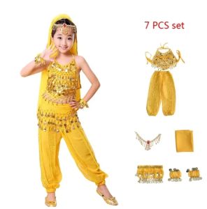 7PCS India Belly Dance Costume For Kids Egyptian Cosplay Dress For Kids Girl Christmas Costume Party