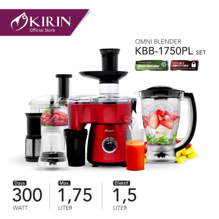 Blender Kirin KBB 1750 PL Set Kapasitas 1 5 Liter Chopper Juicer